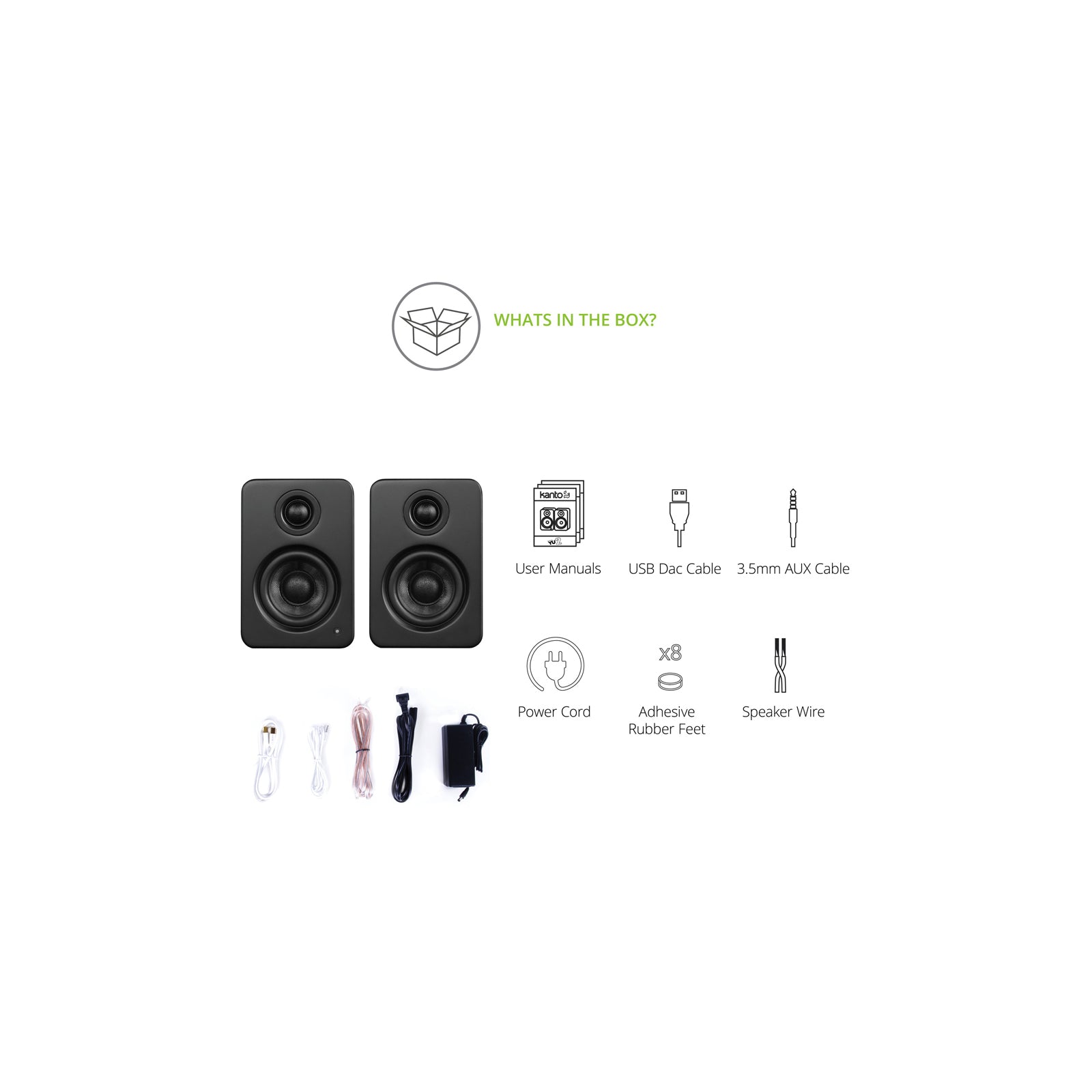 Kanto YU2 Powered Desktop Speakers Matte Black Matte Black