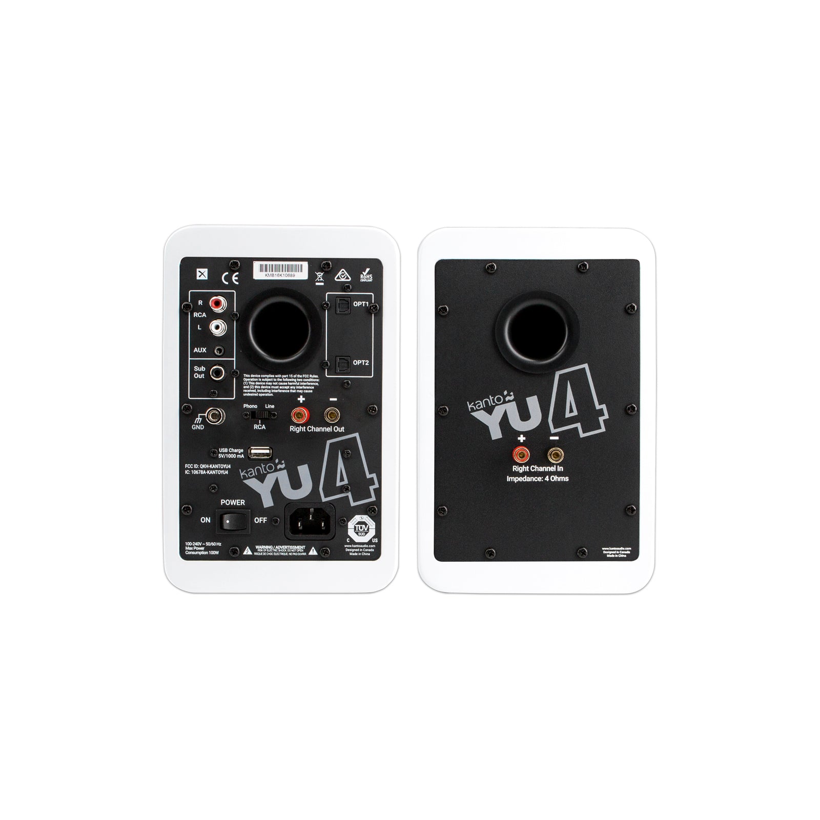 Kanto YU4 Powered Bookshelf Speakers With Bluetooth Matte White Matte White