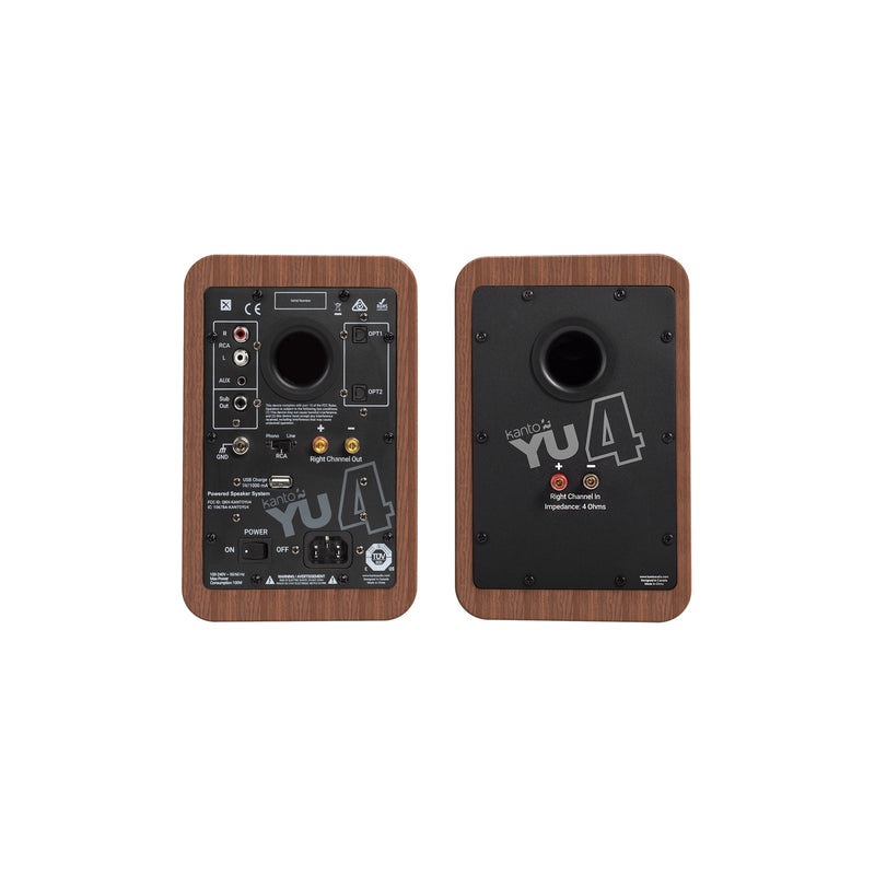 Kanto YU4 Powered Bookshelf Speakers With Bluetooth Walnut Walnut