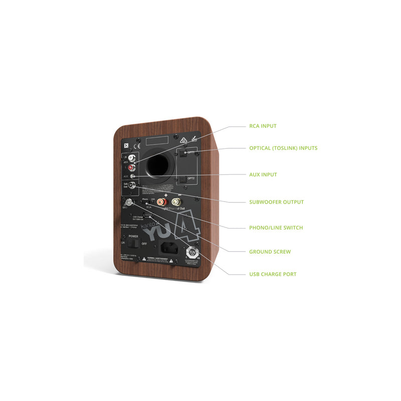Kanto YU4 Powered Bookshelf Speakers With Bluetooth Walnut Walnut