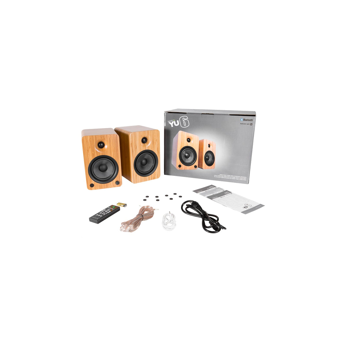 Kanto YU6 Powered Bookshelf Speakers With Bluetooth Bamboo Bamboo