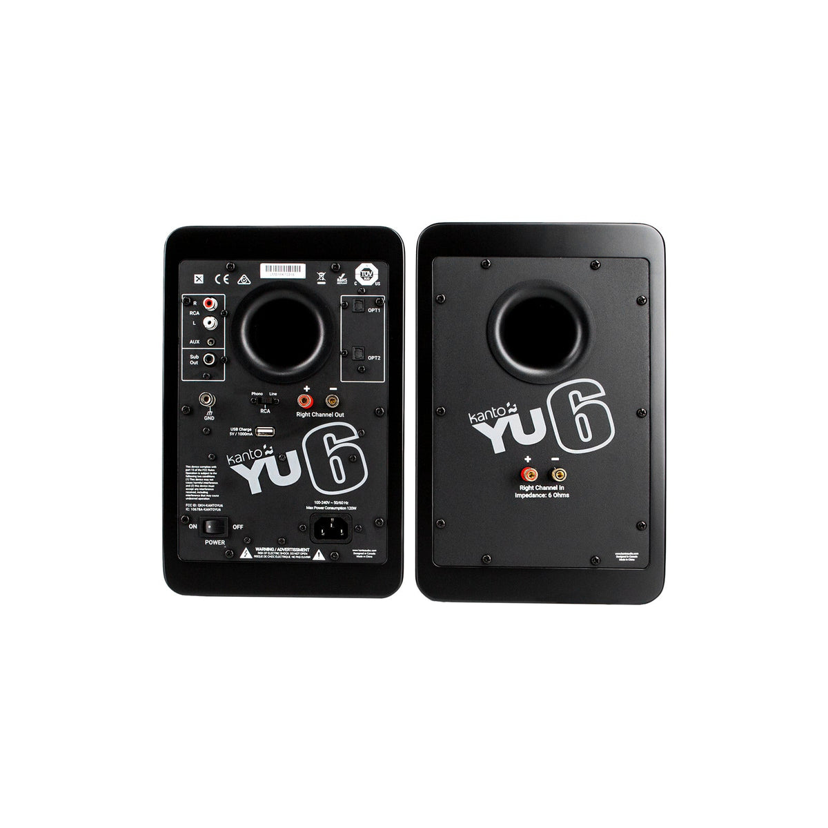 Kanto YU6 Powered Bookshelf Speakers With Bluetooth Matte Black Matte Black