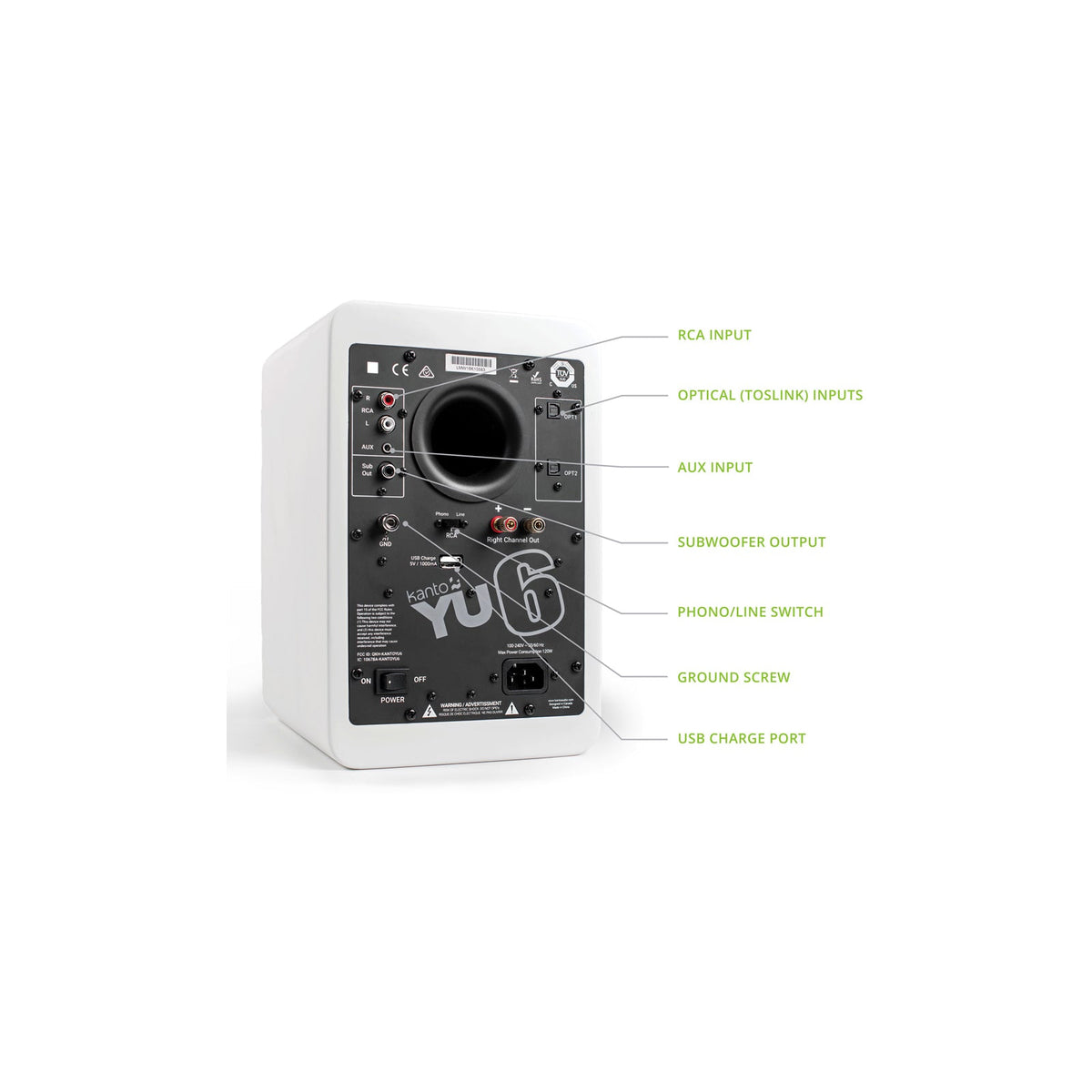 Kanto YU6 Powered Bookshelf Speakers With Bluetooth Matte White Matte White