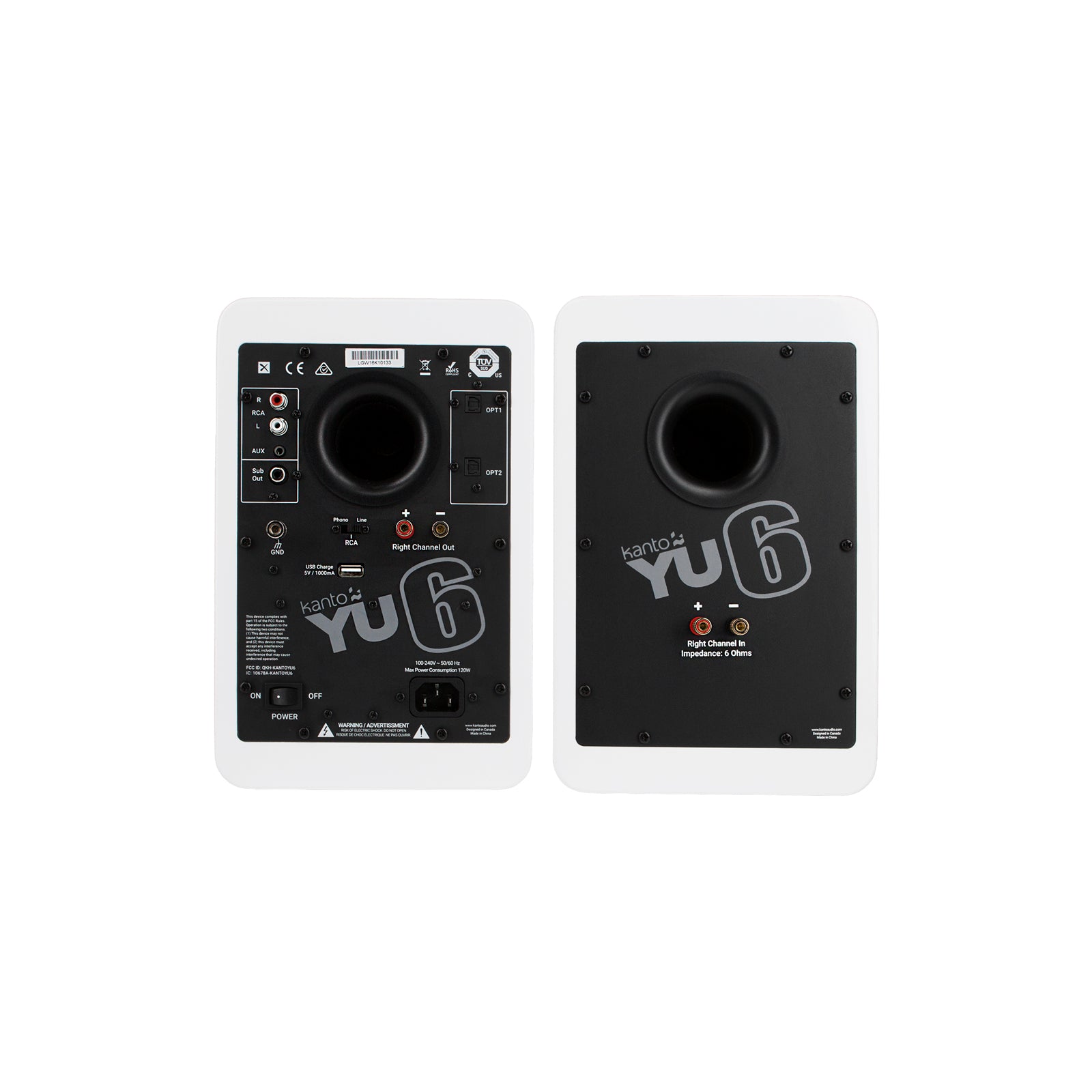 Kanto YU6 Powered Bookshelf Speakers With Bluetooth Matte White Matte White