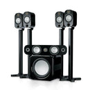 Monitor Audio Apex Speaker Package Black with 4 Apex A10 Bookshelf Speakers and Apex A40 Centre Speaker and Monitor Audio Silver W12 Subwoofer High Gloss Black