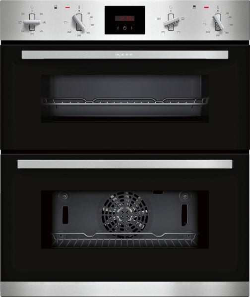 Neff J1GCC0AN0B Built-Under Double Oven - Black with Steel Trim