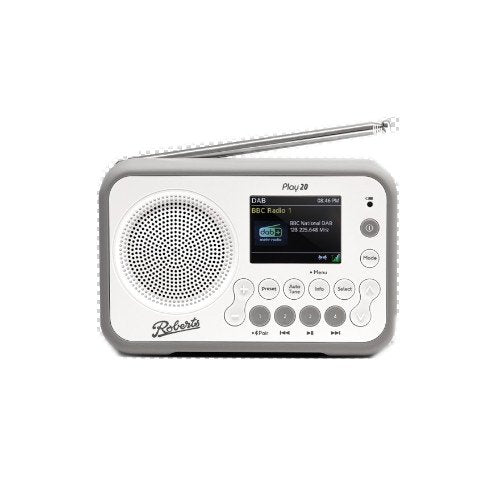 Roberts Play 20 DAB DAB+ FM Portable Radio with Bluetooth White White