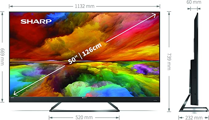 Sharp 4T-C50EQ3KM2AG 50 Inch 4K Ultra HD Smart TV Quantum Dot 50 Inch