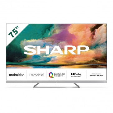 Sharp 4TC75EQ4KM2AG 75" 4K UHD Frameless Quantum Dot Android TV 75 Inch