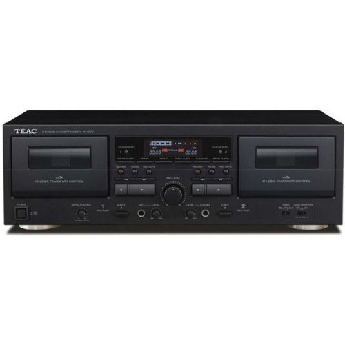 Teac W1200 Twin Cassette Deck with Microphone Mixing and USB Output Black