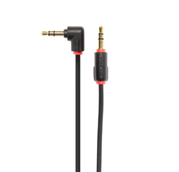 Techlink 710018 iWires 3.5mm to 3.5mm Aux Input Angled Stereo Cable 0.5 Metre Black