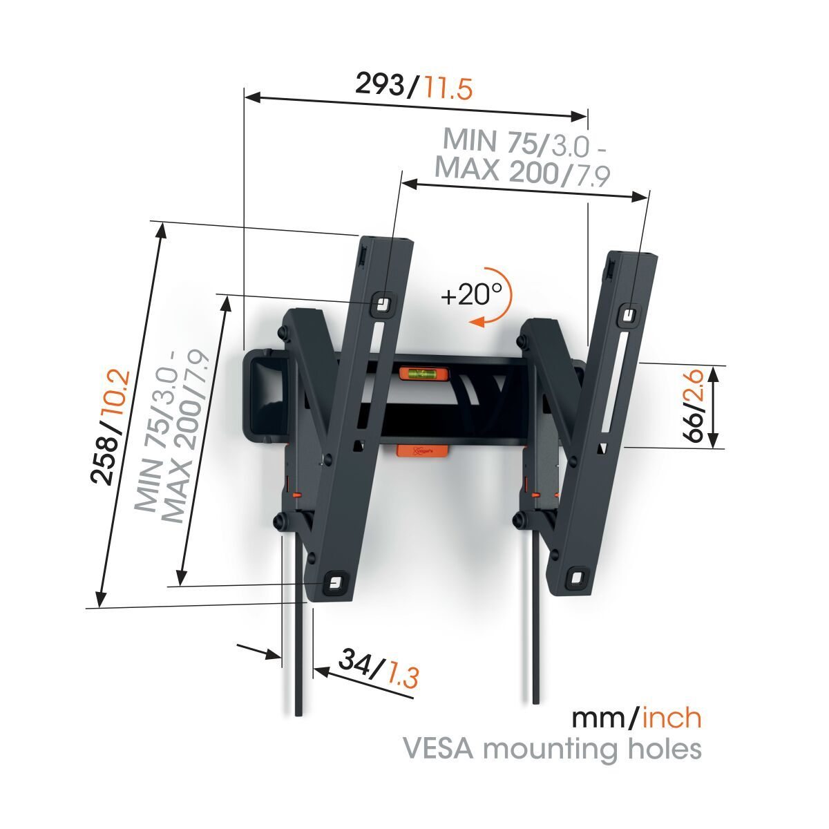 Vogels Comfort TVM 3215 Tilting TV Wall Mount for TVs from 19 to 43 inches Black