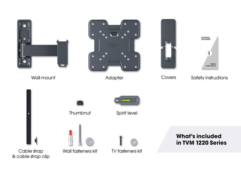 Vogels Quick TVM 1225 Full-Motion TV Wall Mount for TVs from 19 to 43 inches Black