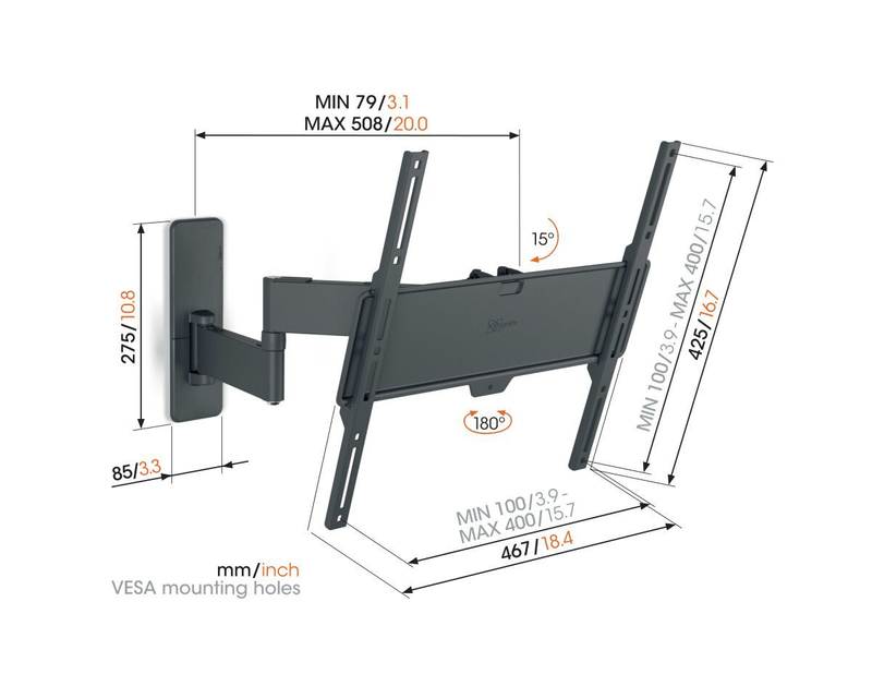 Vogels TVM 1445 Full-Motion TV Wall Mount for TVs from 32 to 65 inches Black