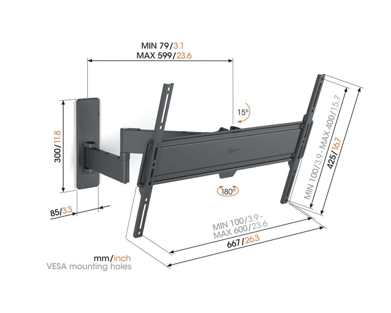 Vogels TVM 1645 Full-Motion TV Wall Mount for TVs from 40 to 77 inches Spec