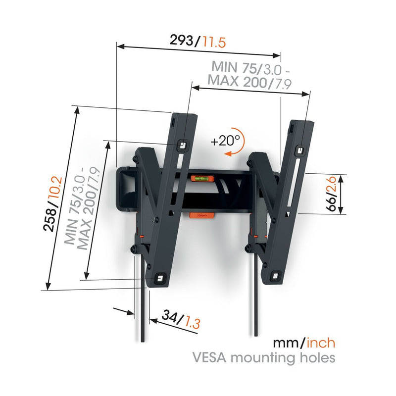 Vogels TVM 3215 Tilting TV Wall Mount for TVs from 19 to 43 inches Spec