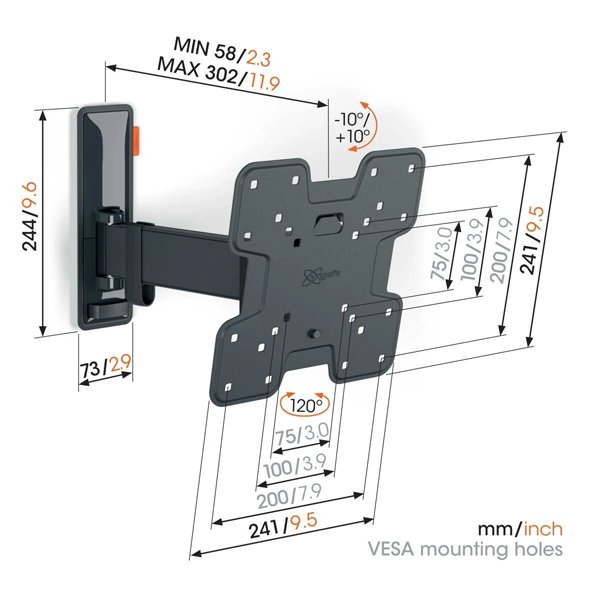Vogels TVM 3225 Full-Motion TV Wall Mount for TVs from 19 to 43 inches Spec