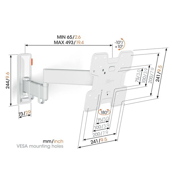 Vogels TVM 3245 Full-Motion TV Wall Mount for TVs from 19 to 43 inches White