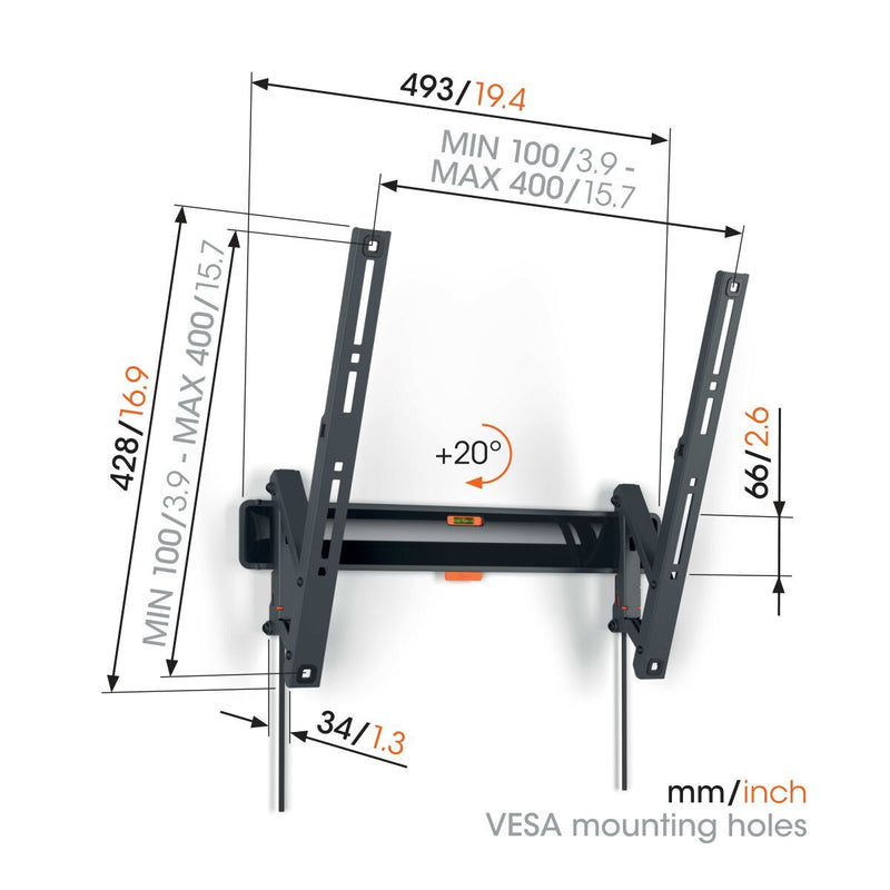 Vogels TVM 3415 Tilting TV Wall Mount for TVs from 32 to 65 inches
