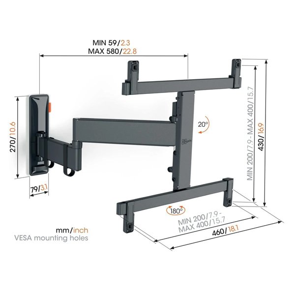 Vogels TVM 3465 Full-Motion TV Wall Mount from 32 to 65 inches